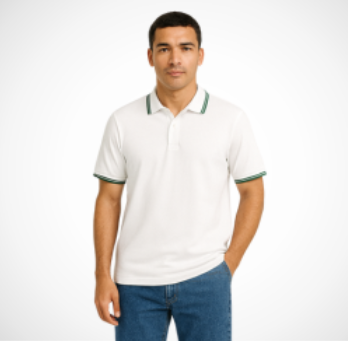 Tipping Polo Shirt – Contrasted Collar & Cuffs, Breathable Cotton Blend, Durable Flatlock Stitching, Button Closure, Colorfast Fabric, Custom Branding Available, Ideal for Golf & Casual